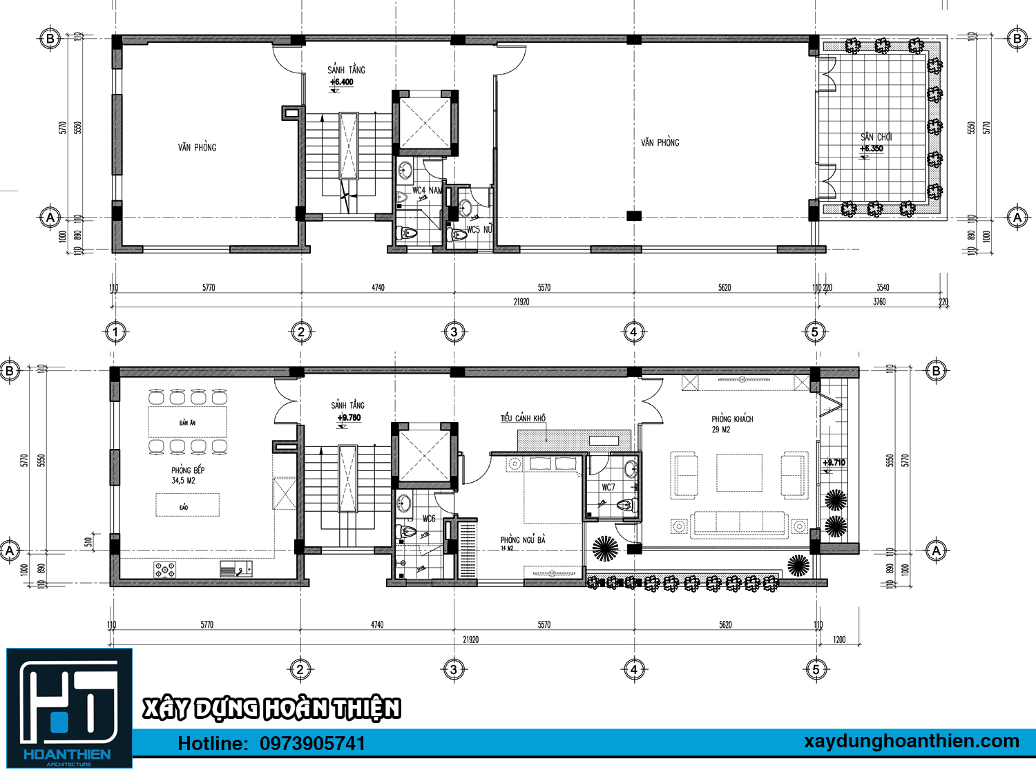 Mẫu nhà ở kết hợp văn phòng hai mặt tiền diện tích 6x26m