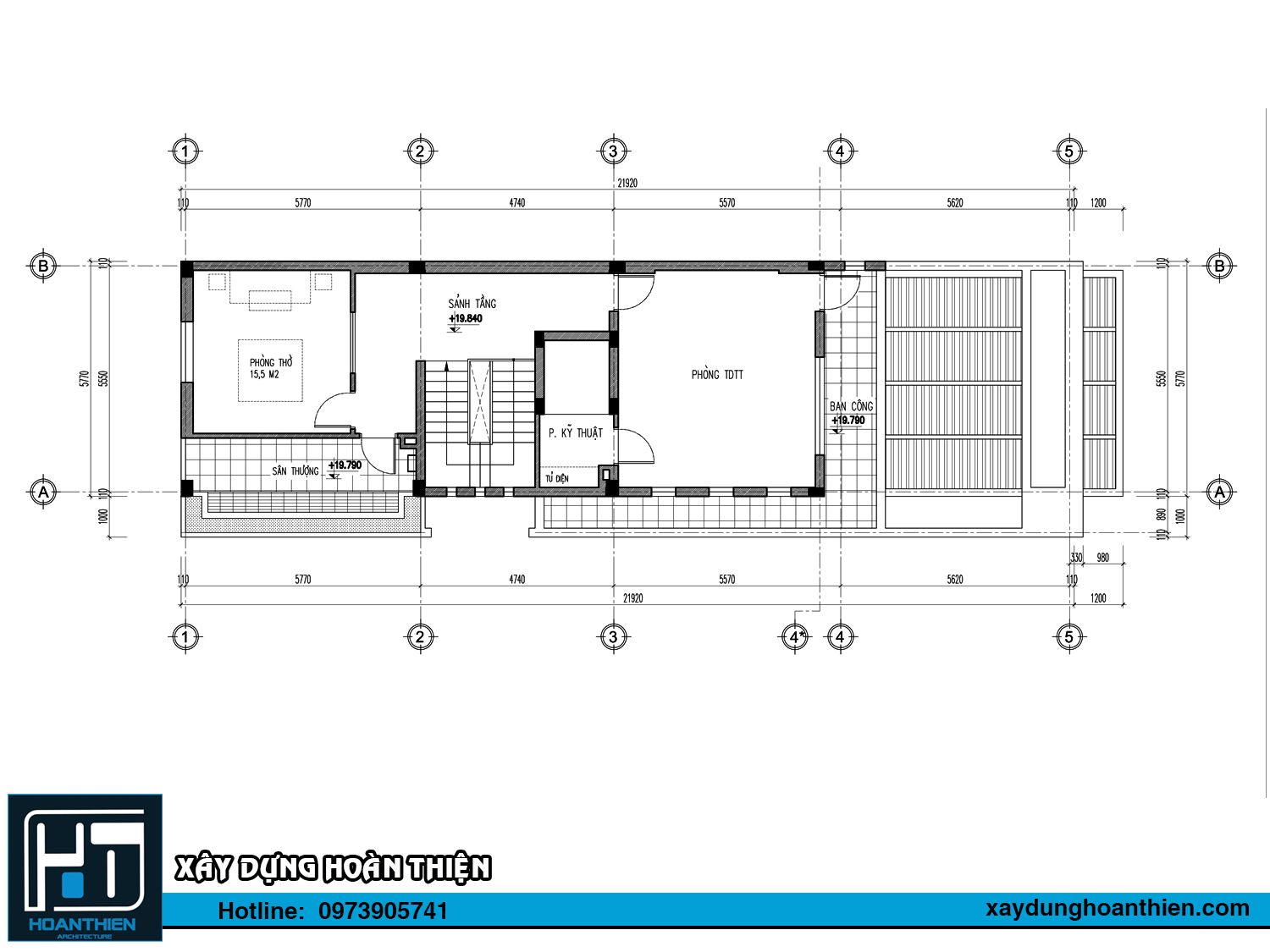 Mẫu nhà ở kết hợp văn phòng hai mặt tiền diện tích 6x26m