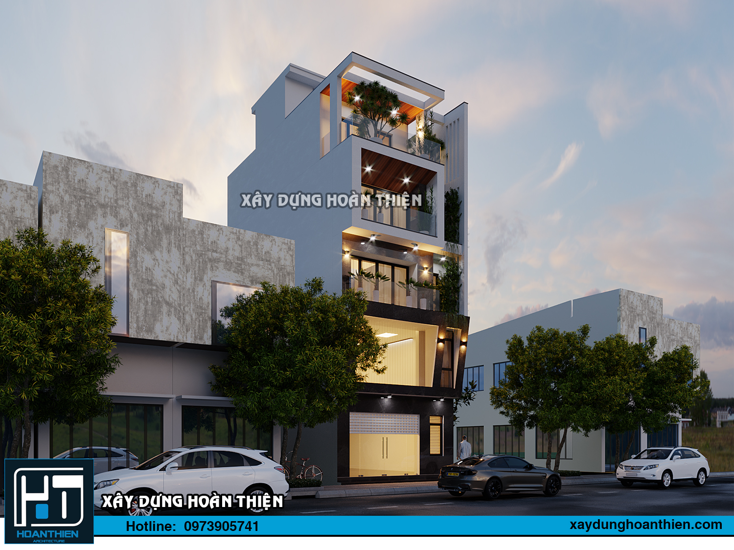 Mẫu thiết kế nhà ống 5 tầng diện tích 6x15m tại Hải Phòng