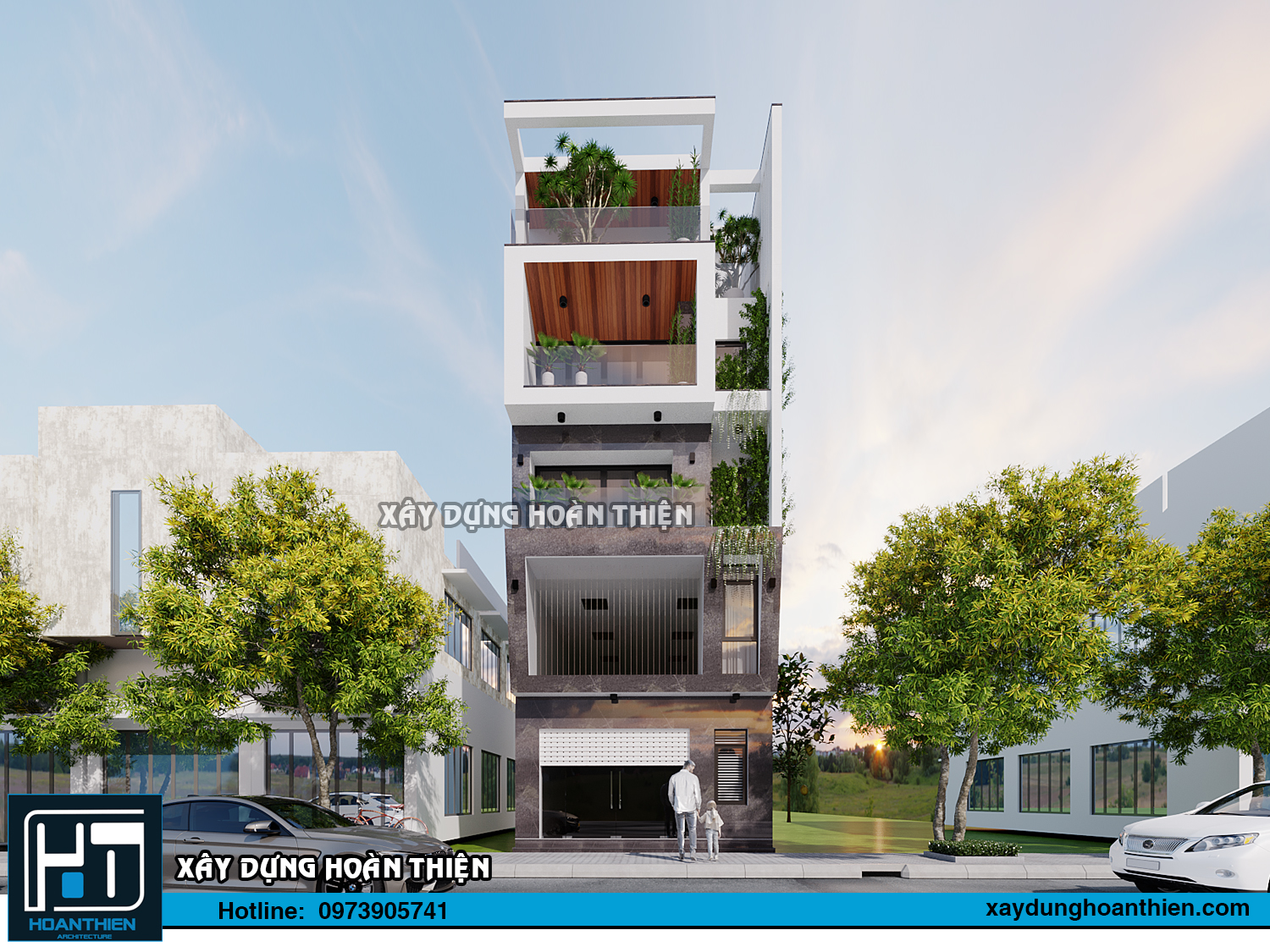 Mẫu thiết kế nhà ống 5 tầng diện tích 6x15m tại Hải Phòng