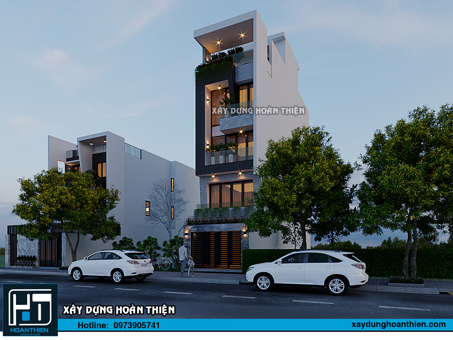 mẫu thiết kế  nhà ống 5 tầng mặt 5m tại hải phòng