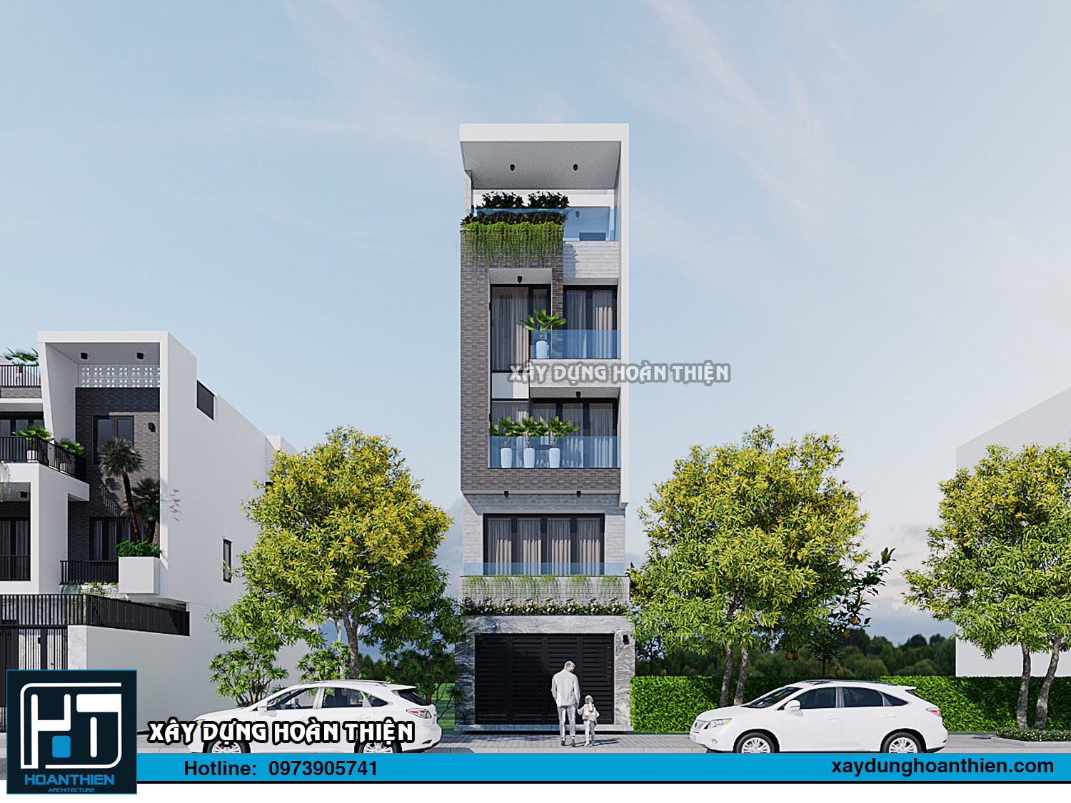 mẫu thiết kế  nhà ống 5 tầng mặt 5m tại hải phòng