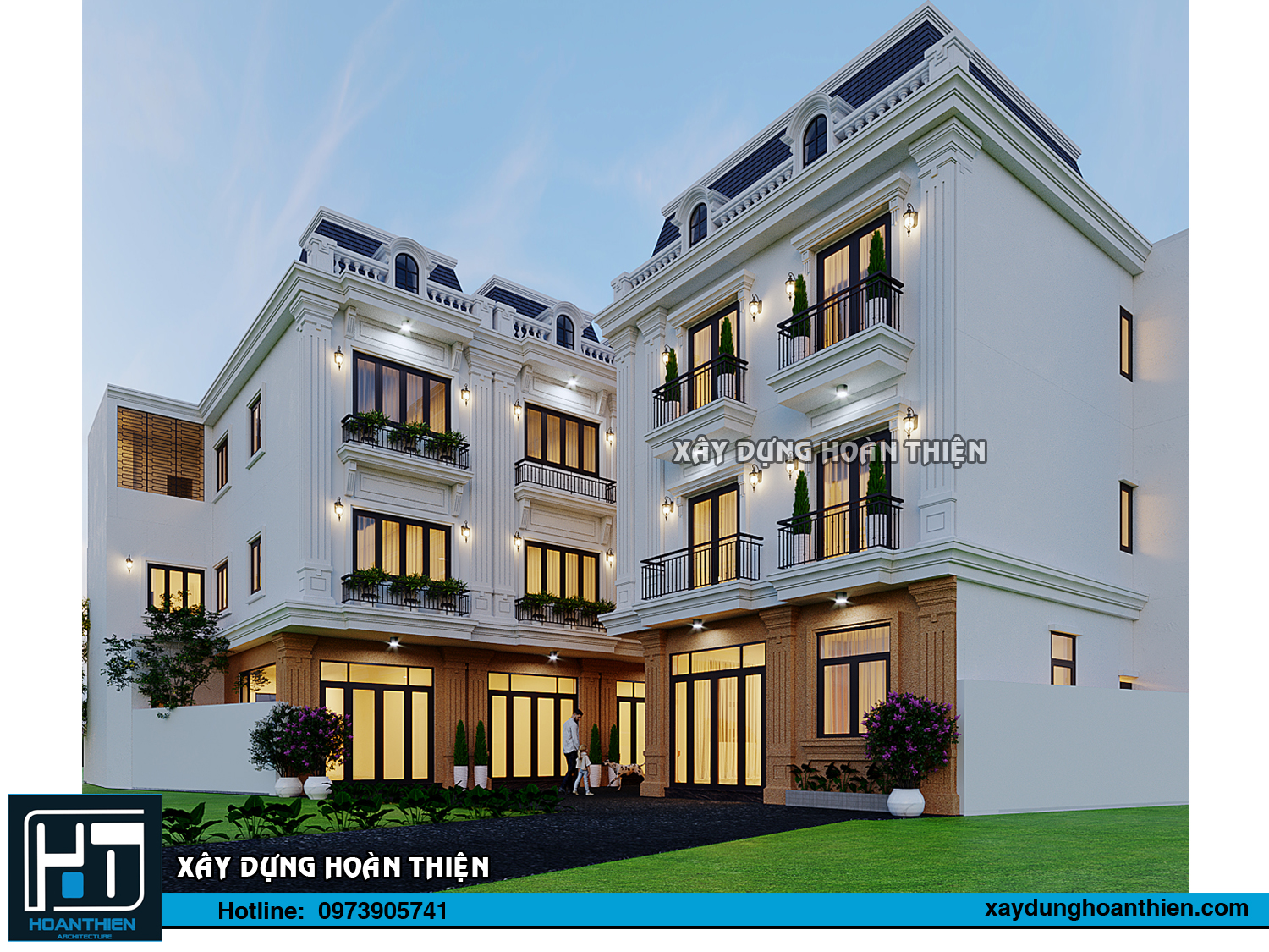 mẫu nhà ống 3 tầng tân cổ điển nở hậu