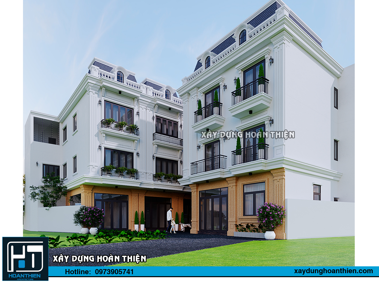 mẫu nhà ống 3 tầng tân cổ điển nở hậu