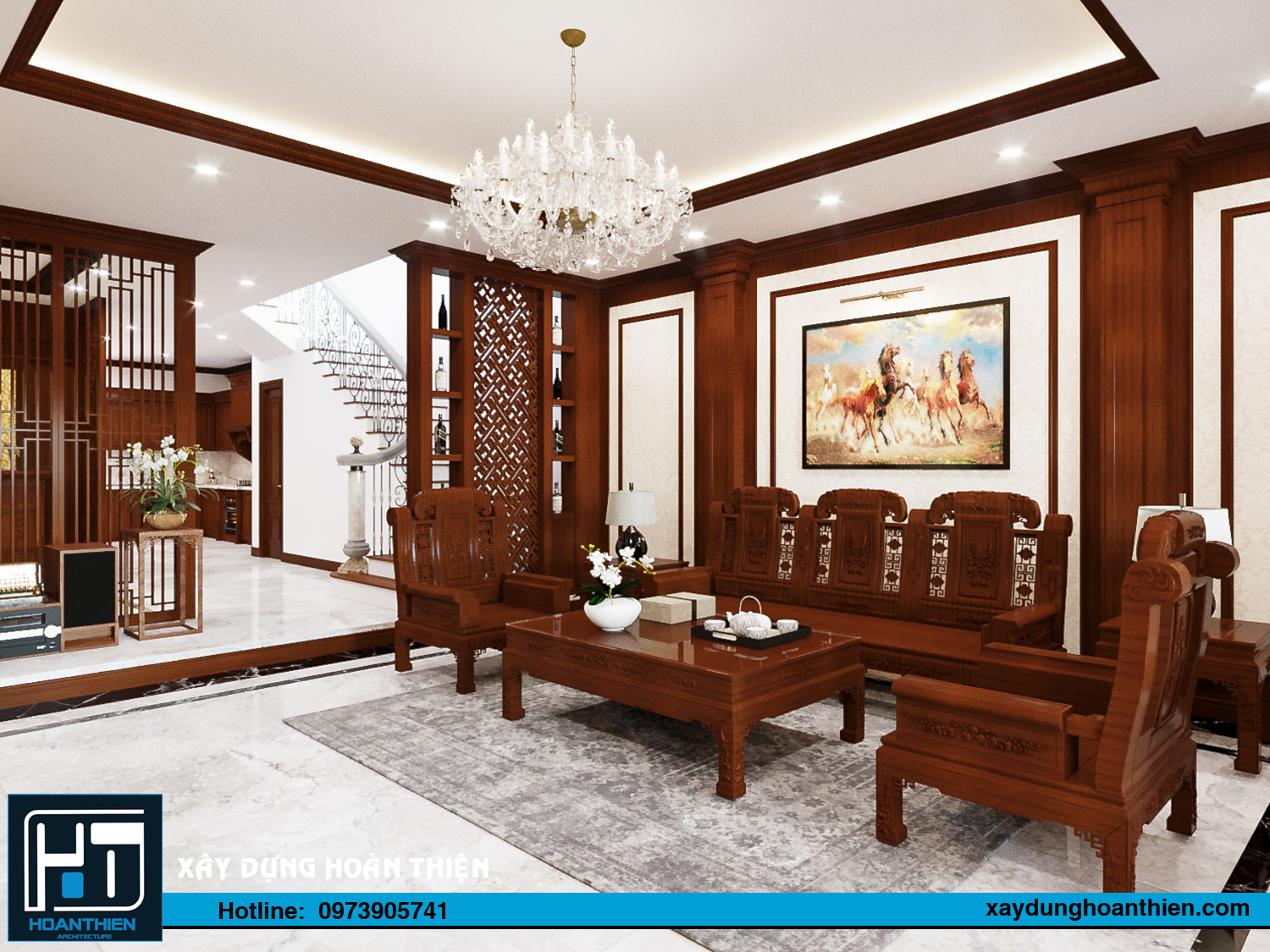 nội thất nhà phố tân cổ điển 3 tầng