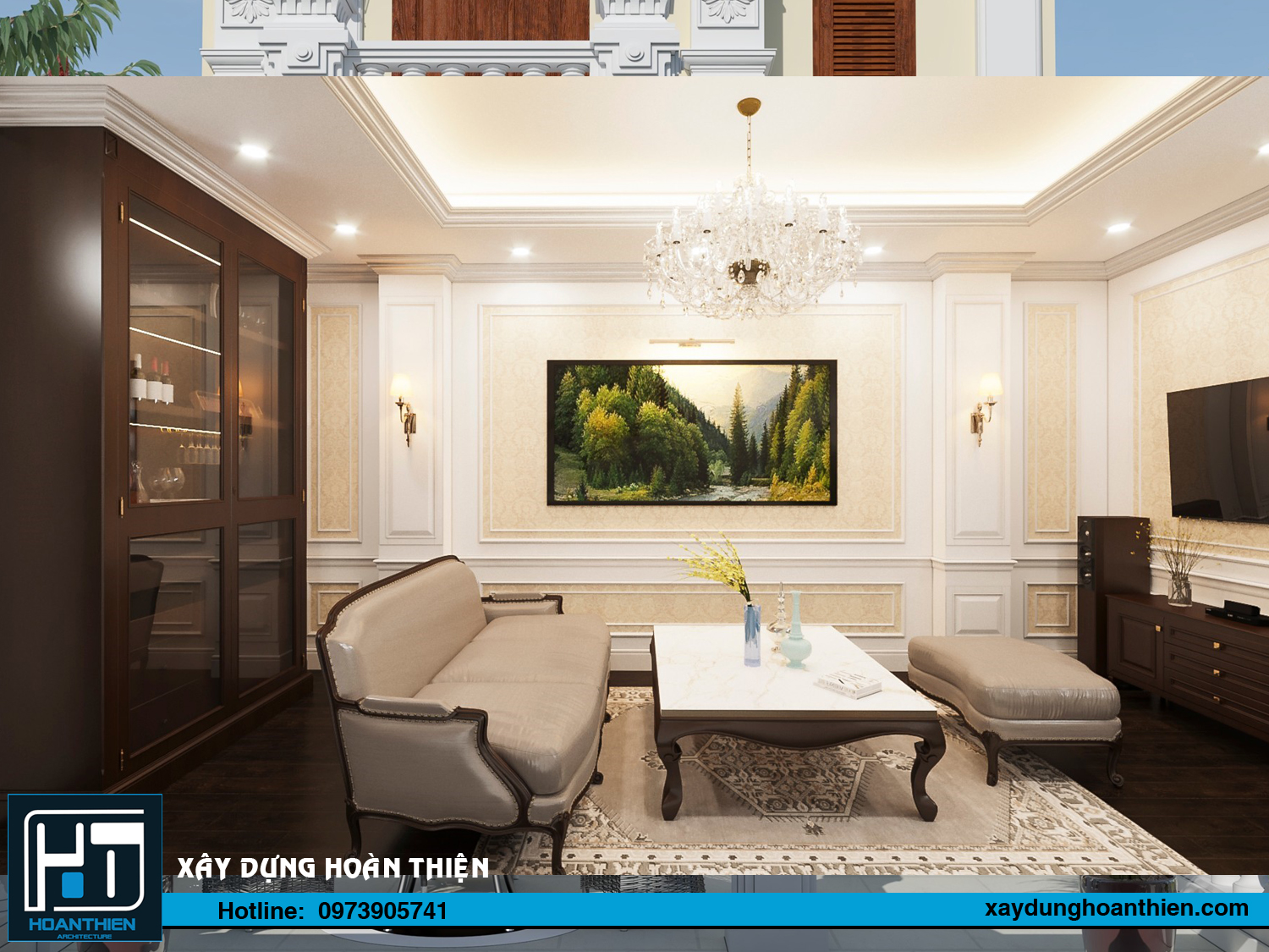 nội thất nhà phố tân cổ điển 3 tầng