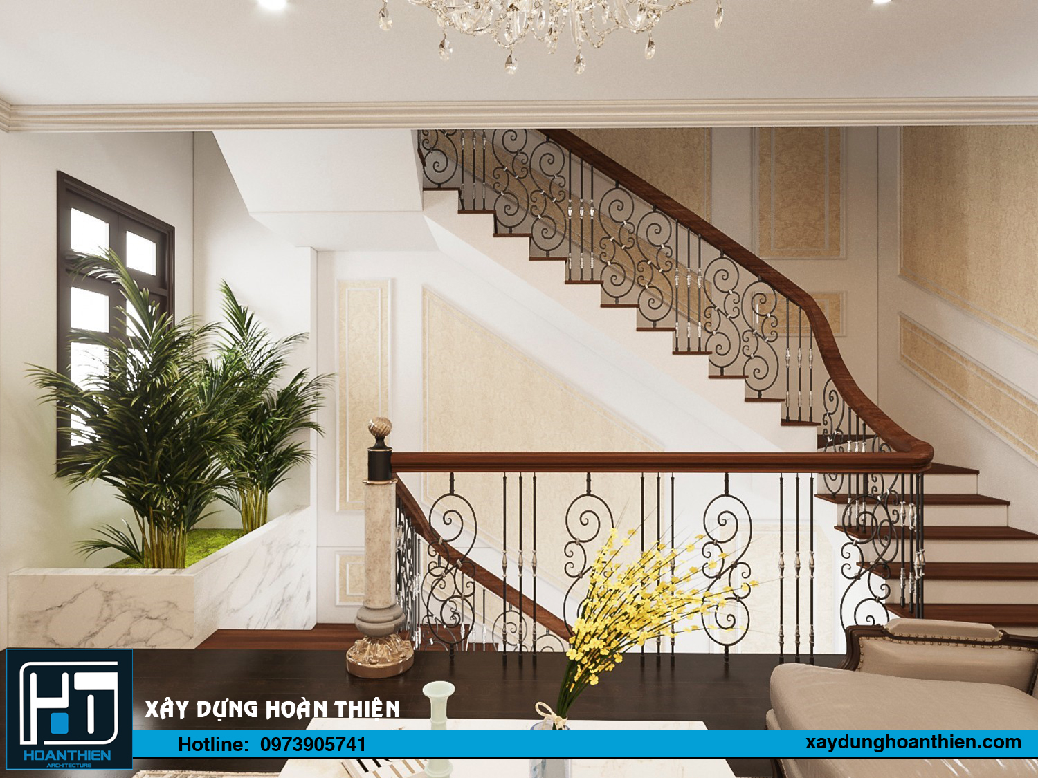 nội thất nhà phố tân cổ điển 3 tầng
