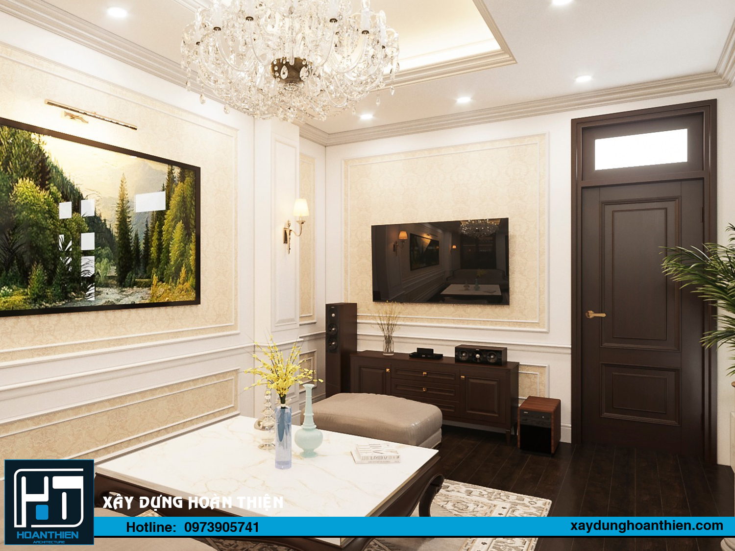 nội thất nhà phố tân cổ điển 3 tầng