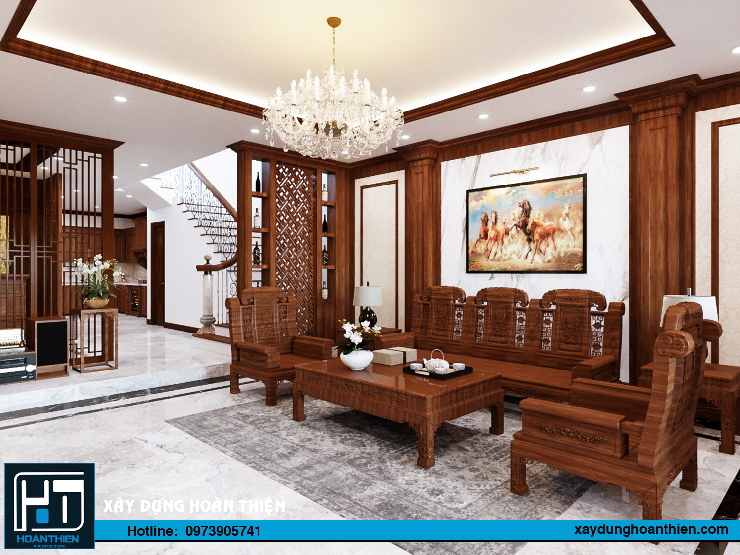 nội thất nhà phố tân cổ điển 3 tầng