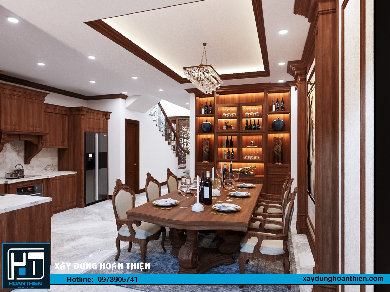 nội thất nhà phố tân cổ điển 3 tầng