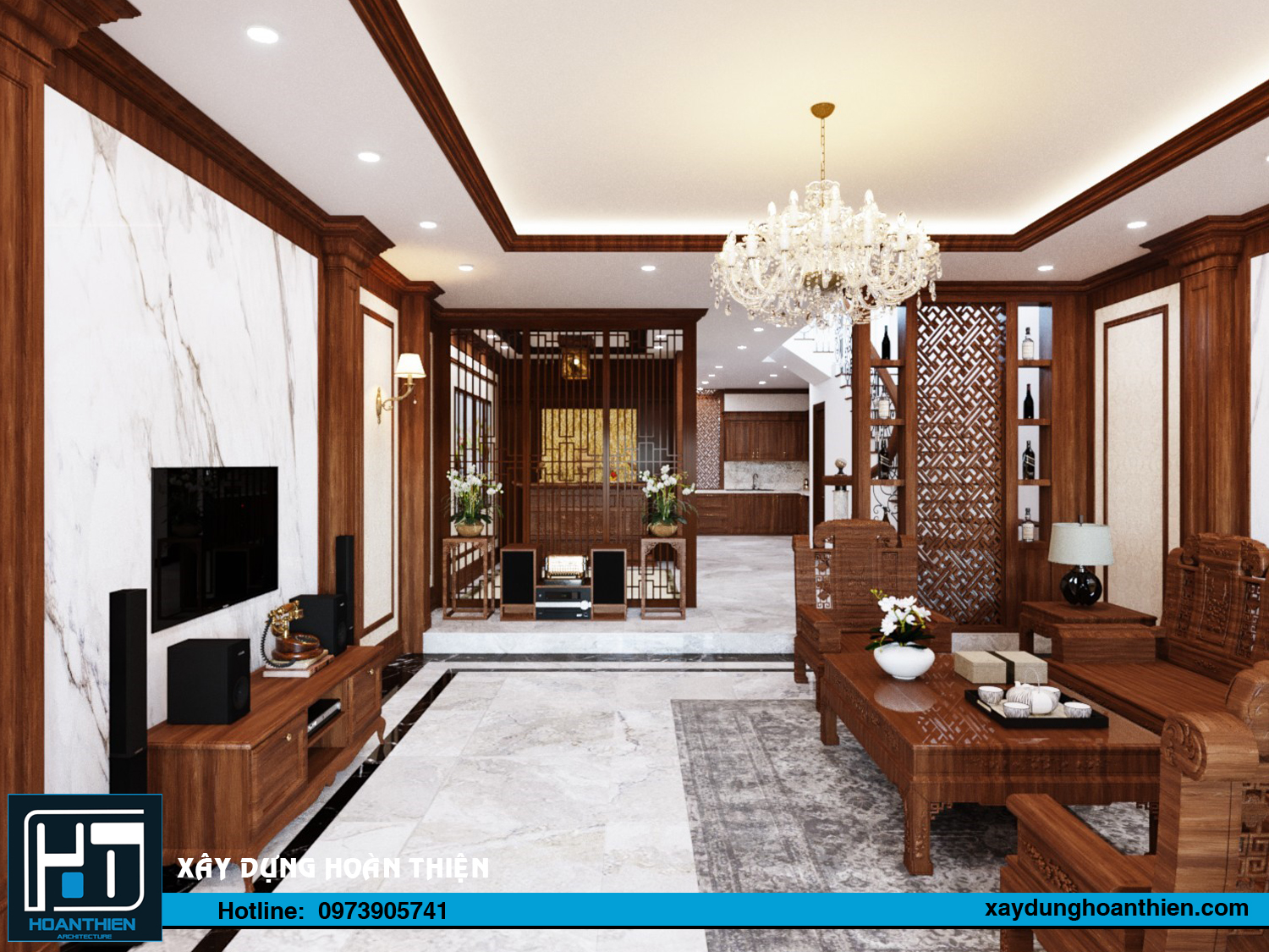 nội thất nhà phố tân cổ điển 3 tầng