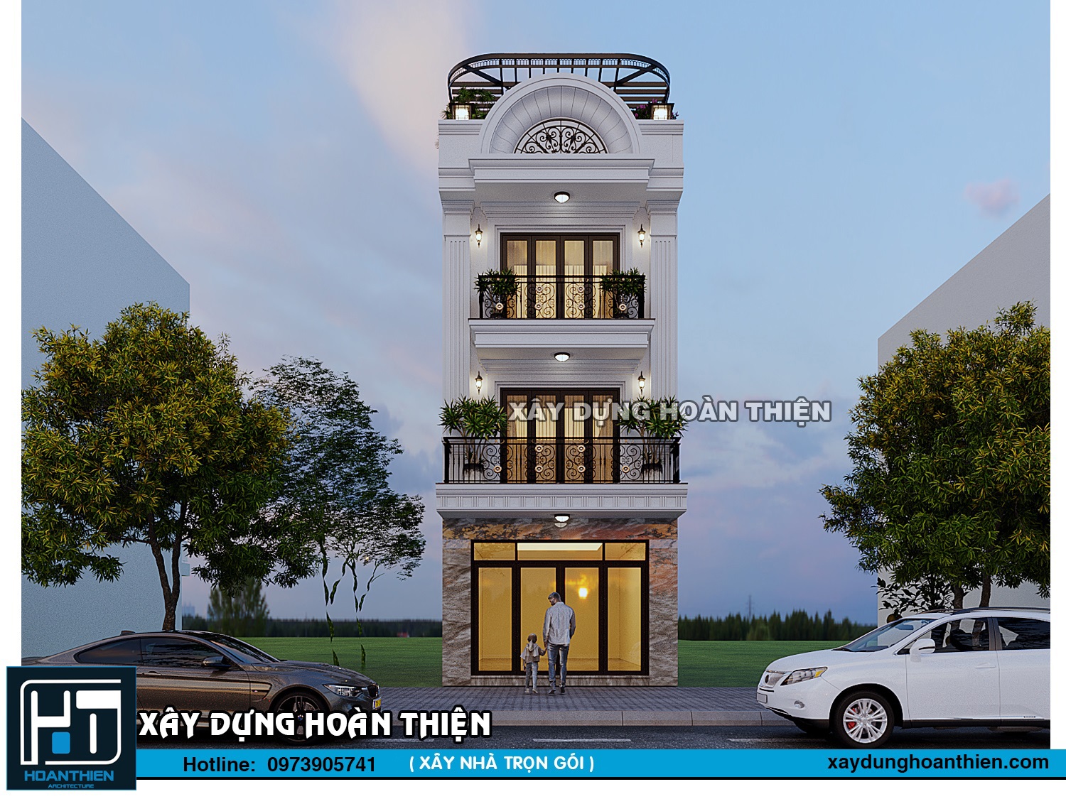 xây nhà trọn gói 4 tầng tân cổ điển tại hải phòng
