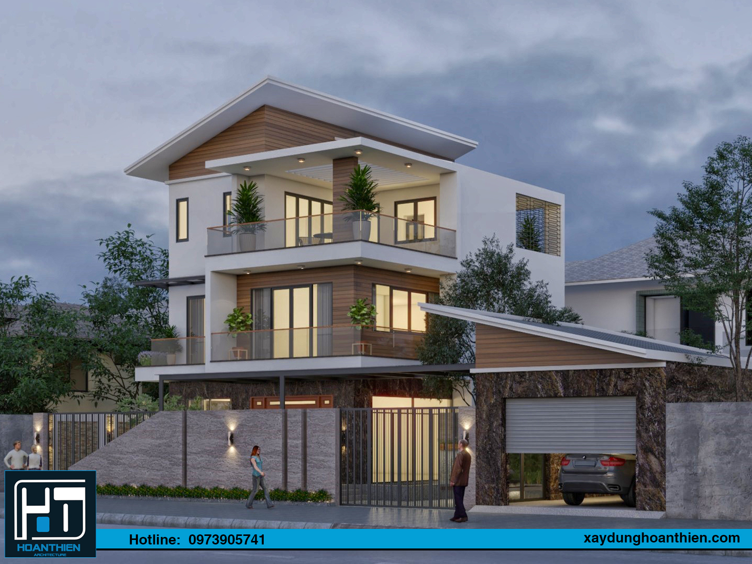 Xây nhà trọn gói biệt thự hiện đại 3 tầng tại hải phòng